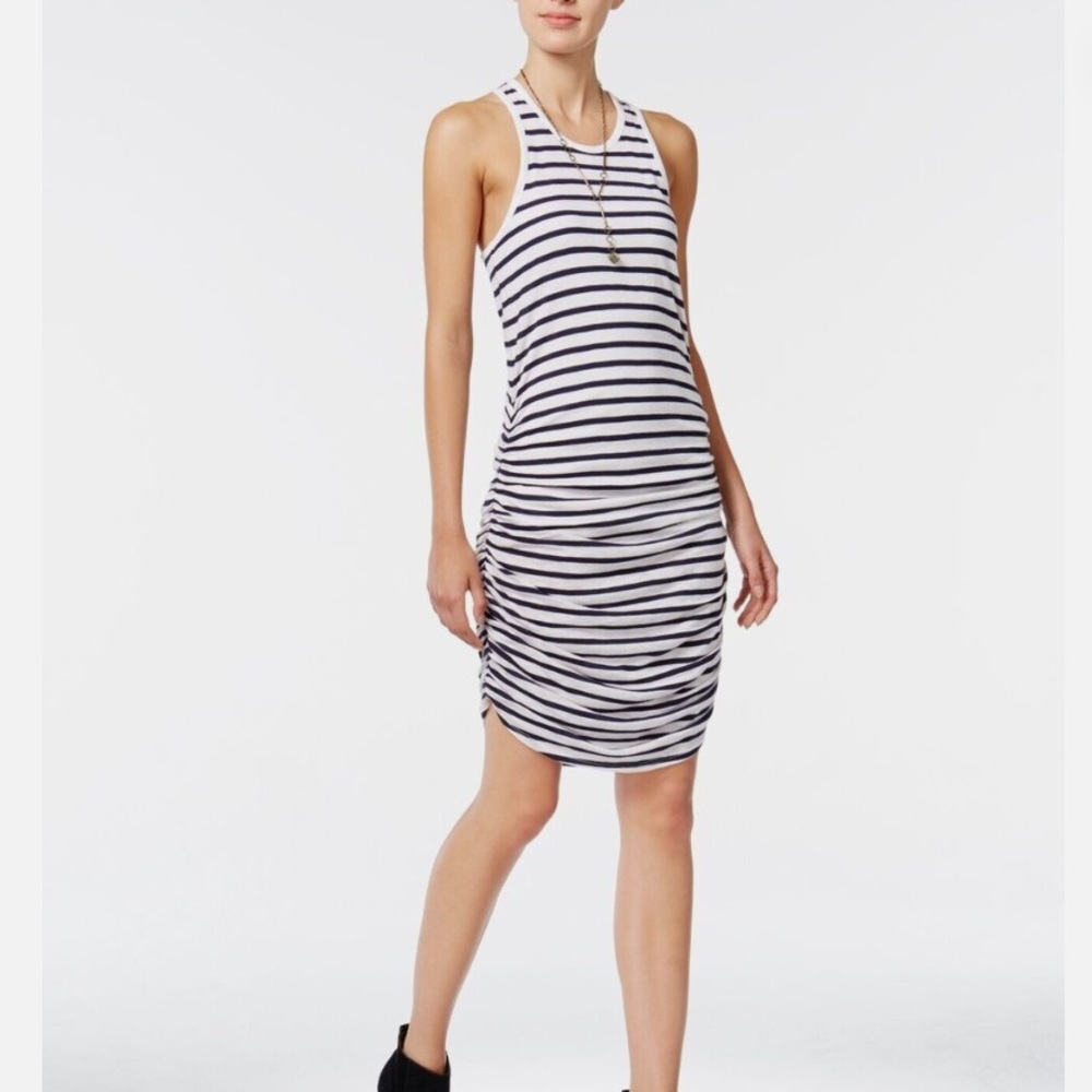 Chelsea Sky Striped Ruched Sleeveless Scoop Neck Tank Dress Size XL New With Tag